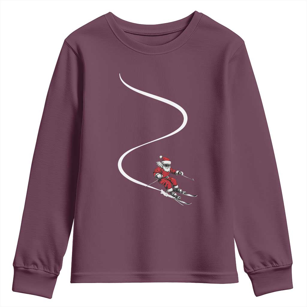 Skiing Santa Christmas Youth Sweatshirt Retro Funny Ski Trip Freeride Freeski Winter Sports Skiers - Wonder Print Shop