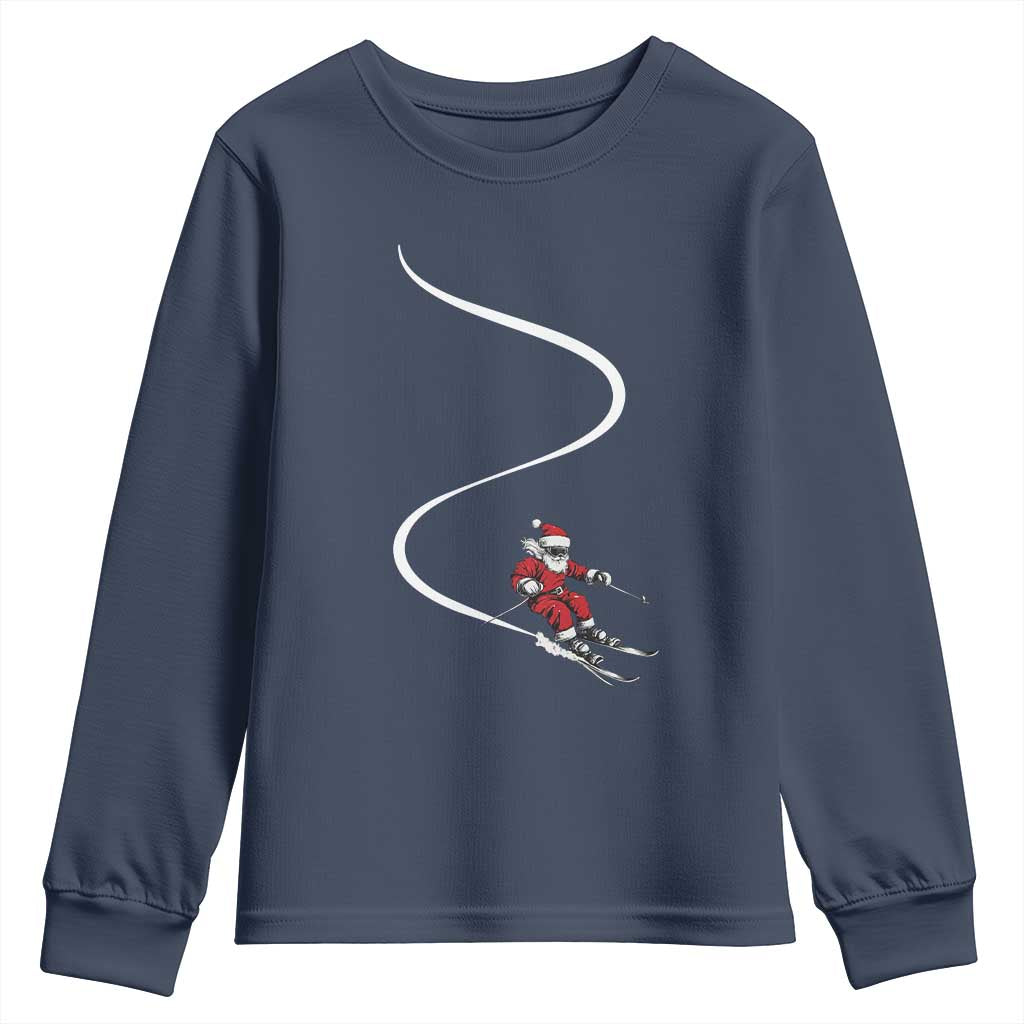 Skiing Santa Christmas Youth Sweatshirt Retro Funny Ski Trip Freeride Freeski Winter Sports Skiers - Wonder Print Shop