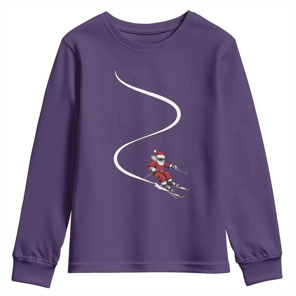 Skiing Santa Christmas Youth Sweatshirt Retro Funny Ski Trip Freeride Freeski Winter Sports Skiers - Wonder Print Shop
