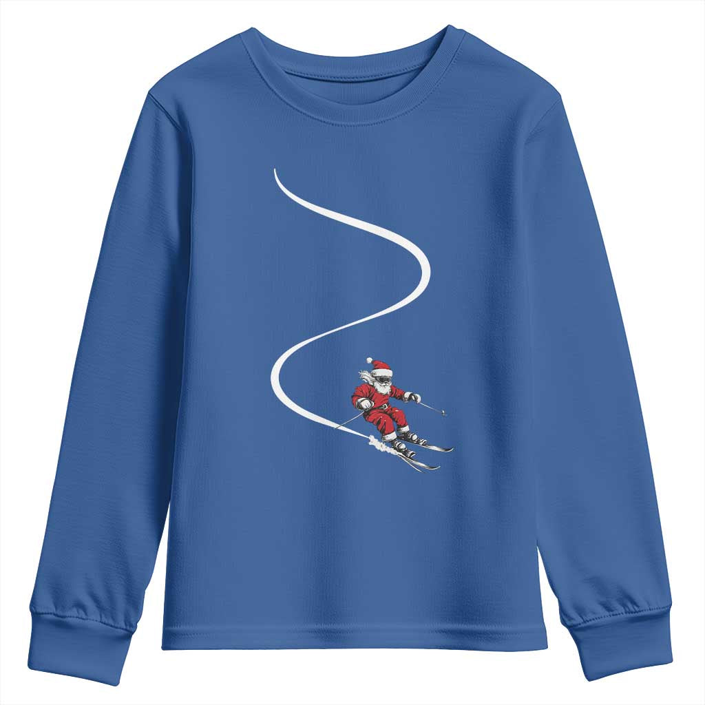 Skiing Santa Christmas Youth Sweatshirt Retro Funny Ski Trip Freeride Freeski Winter Sports Skiers - Wonder Print Shop