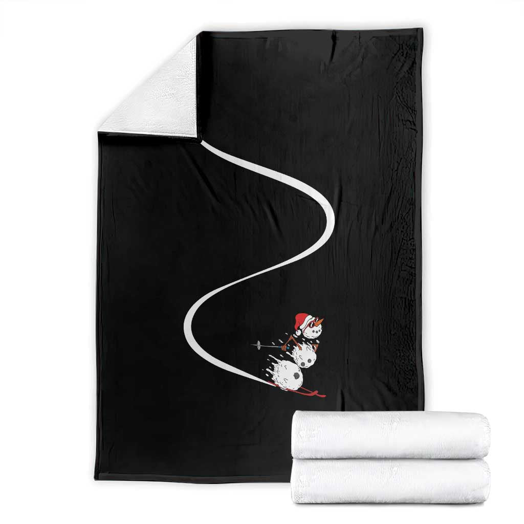 Skiing Snowman Throw Blanket Funny Ski Freeride Freeski Winter Sports Skiers - Wonder Print Shop