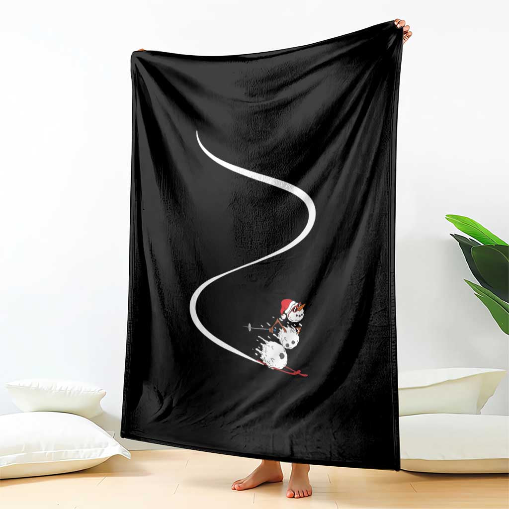 Skiing Snowman Throw Blanket Funny Ski Freeride Freeski Winter Sports Skiers - Wonder Print Shop