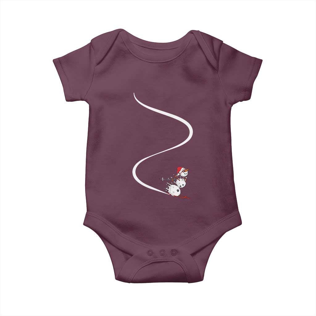 Skiing Snowman Baby Onesie Funny Ski Freeride Freeski Winter Sports Skiers - Wonder Print Shop
