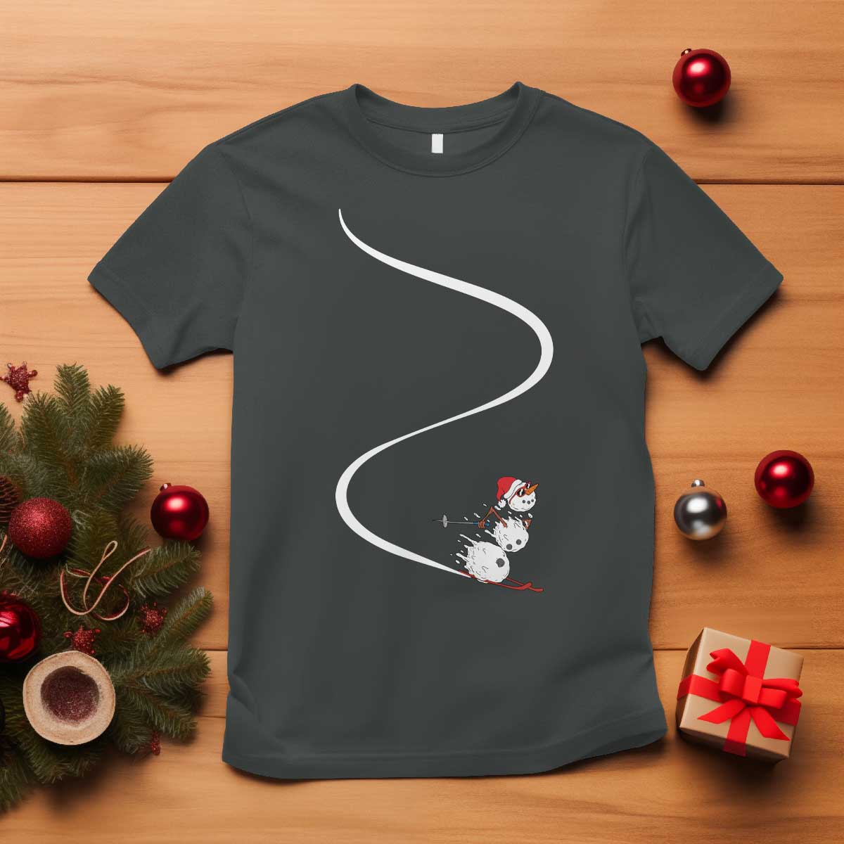 Skiing Snowman T Shirt Funny Ski Freeride Freeski Winter Sports Skiers - Wonder Print Shop