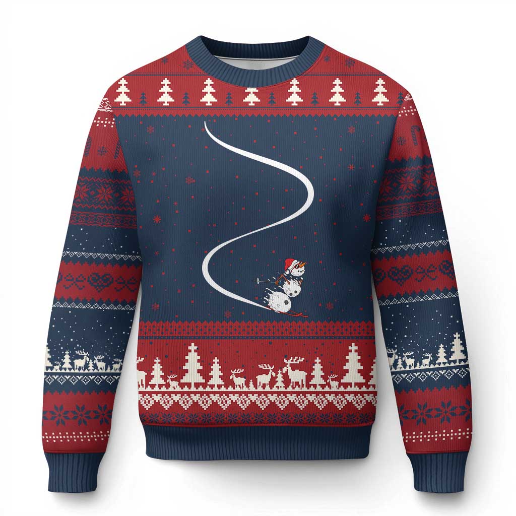 Skiing Snowman Ugly Christmas Sweater Funny Ski Freeride Freeski Winter Sports Skiers - Wonder Print Shop