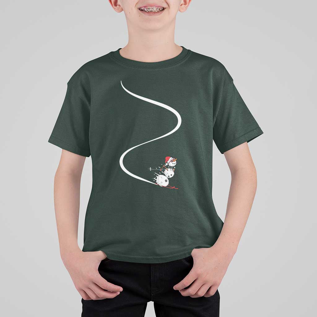 Skiing Snowman T Shirt For Kid Funny Ski Freeride Freeski Winter Sports Skiers - Wonder Print Shop