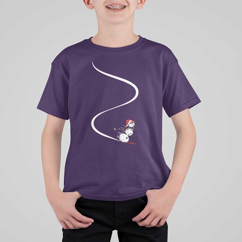 Skiing Snowman T Shirt For Kid Funny Ski Freeride Freeski Winter Sports Skiers - Wonder Print Shop