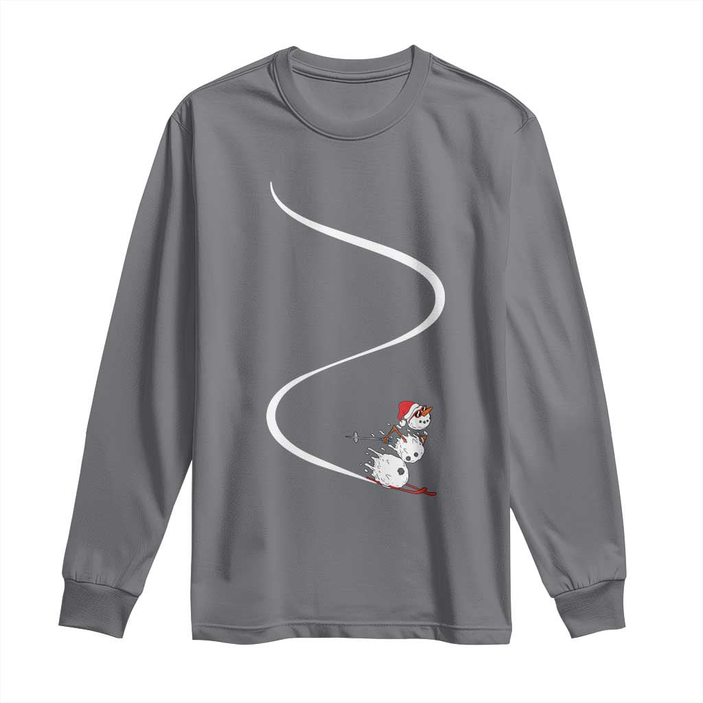 Skiing Snowman Long Sleeve Shirt Funny Ski Freeride Freeski Winter Sports Skiers - Wonder Print Shop