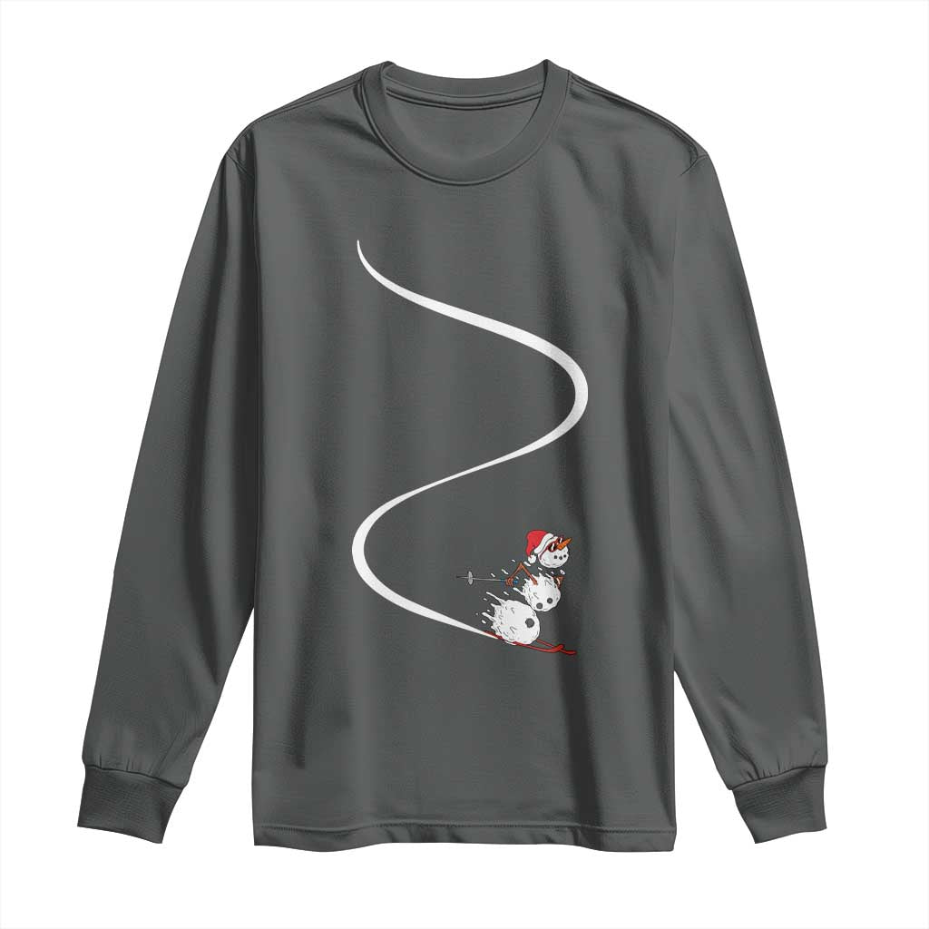 Skiing Snowman Long Sleeve Shirt Funny Ski Freeride Freeski Winter Sports Skiers - Wonder Print Shop