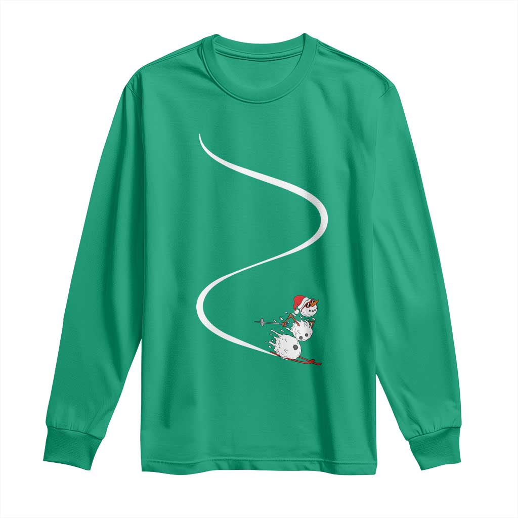 Skiing Snowman Long Sleeve Shirt Funny Ski Freeride Freeski Winter Sports Skiers - Wonder Print Shop