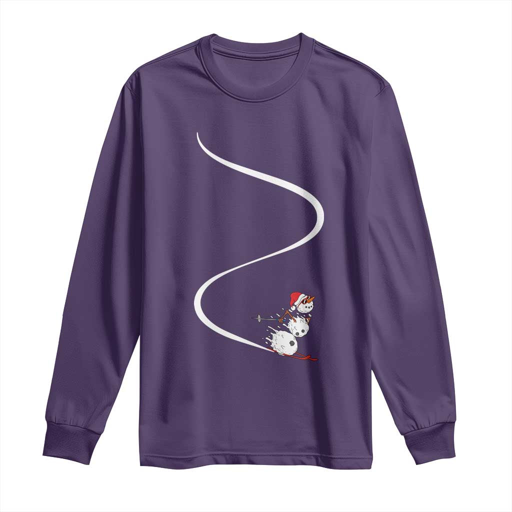 Skiing Snowman Long Sleeve Shirt Funny Ski Freeride Freeski Winter Sports Skiers - Wonder Print Shop