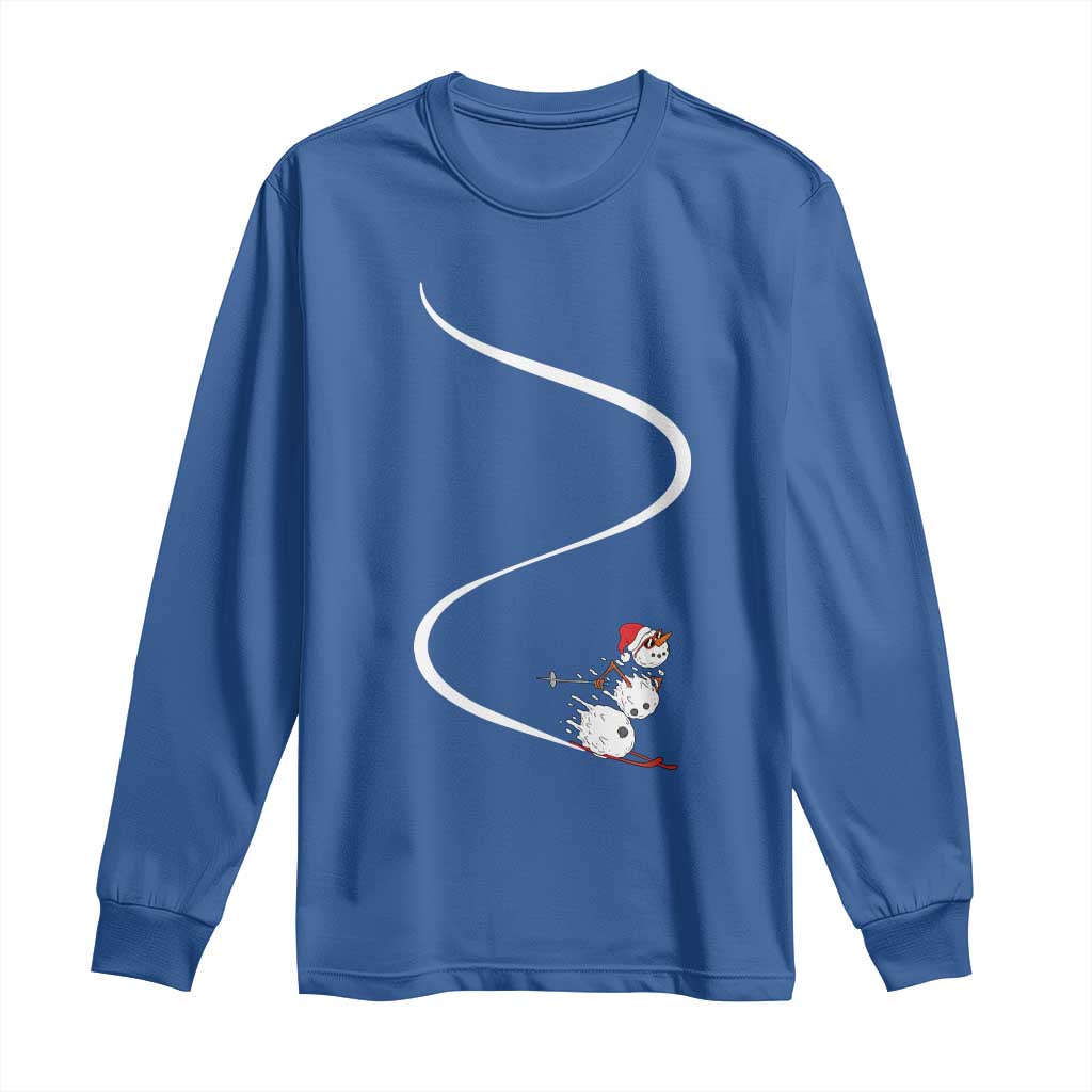 Skiing Snowman Long Sleeve Shirt Funny Ski Freeride Freeski Winter Sports Skiers - Wonder Print Shop