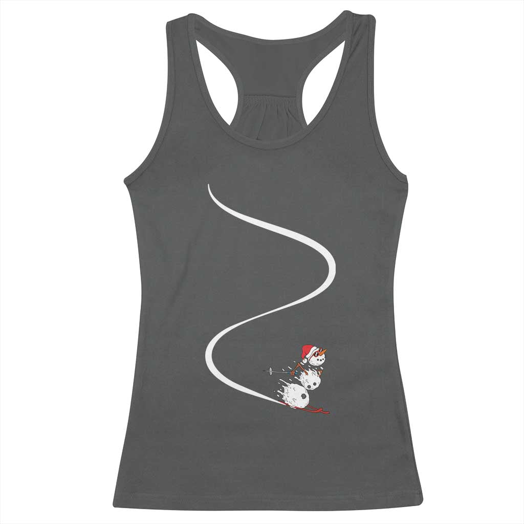 Skiing Snowman Racerback Tank Top Funny Ski Freeride Freeski Winter Sports Skiers - Wonder Print Shop