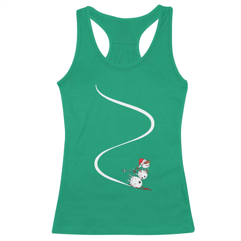 Skiing Snowman Racerback Tank Top Funny Ski Freeride Freeski Winter Sports Skiers - Wonder Print Shop