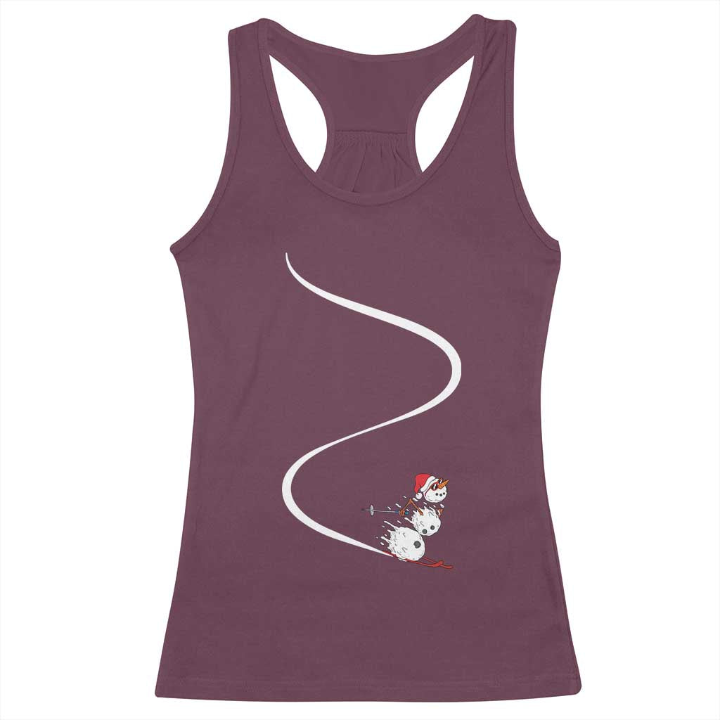 Skiing Snowman Racerback Tank Top Funny Ski Freeride Freeski Winter Sports Skiers - Wonder Print Shop