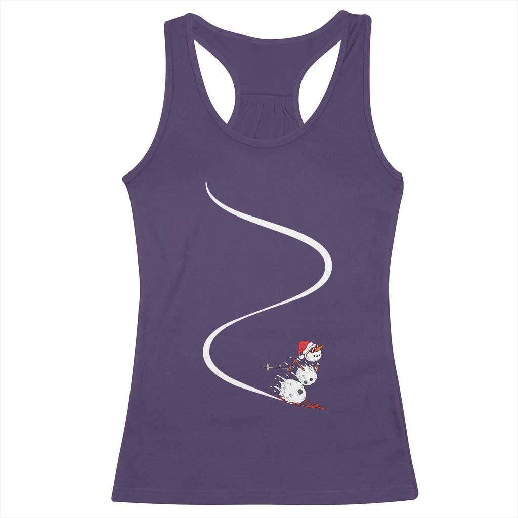 Skiing Snowman Racerback Tank Top Funny Ski Freeride Freeski Winter Sports Skiers - Wonder Print Shop