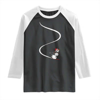 Skiing Snowman Raglan Shirt Funny Ski Freeride Freeski Winter Sports Skiers - Wonder Print Shop
