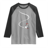 Skiing Snowman Raglan Shirt Funny Ski Freeride Freeski Winter Sports Skiers - Wonder Print Shop