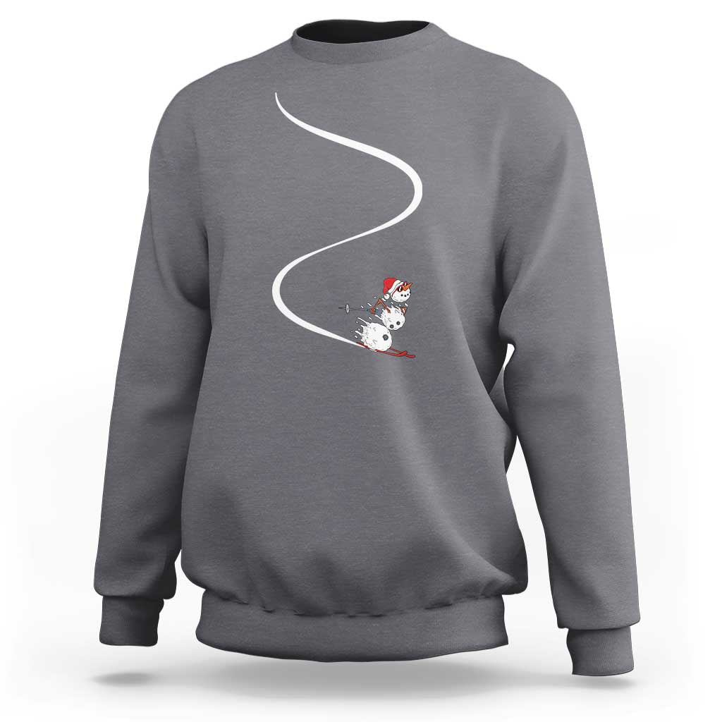 Skiing Snowman Sweatshirt Funny Ski Freeride Freeski Winter Sports Skiers - Wonder Print Shop