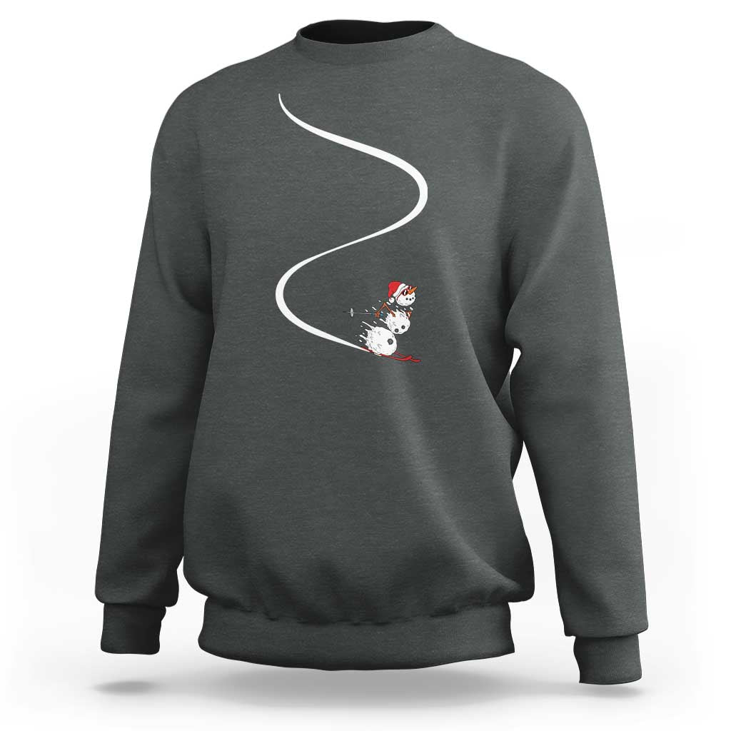 Skiing Snowman Sweatshirt Funny Ski Freeride Freeski Winter Sports Skiers - Wonder Print Shop