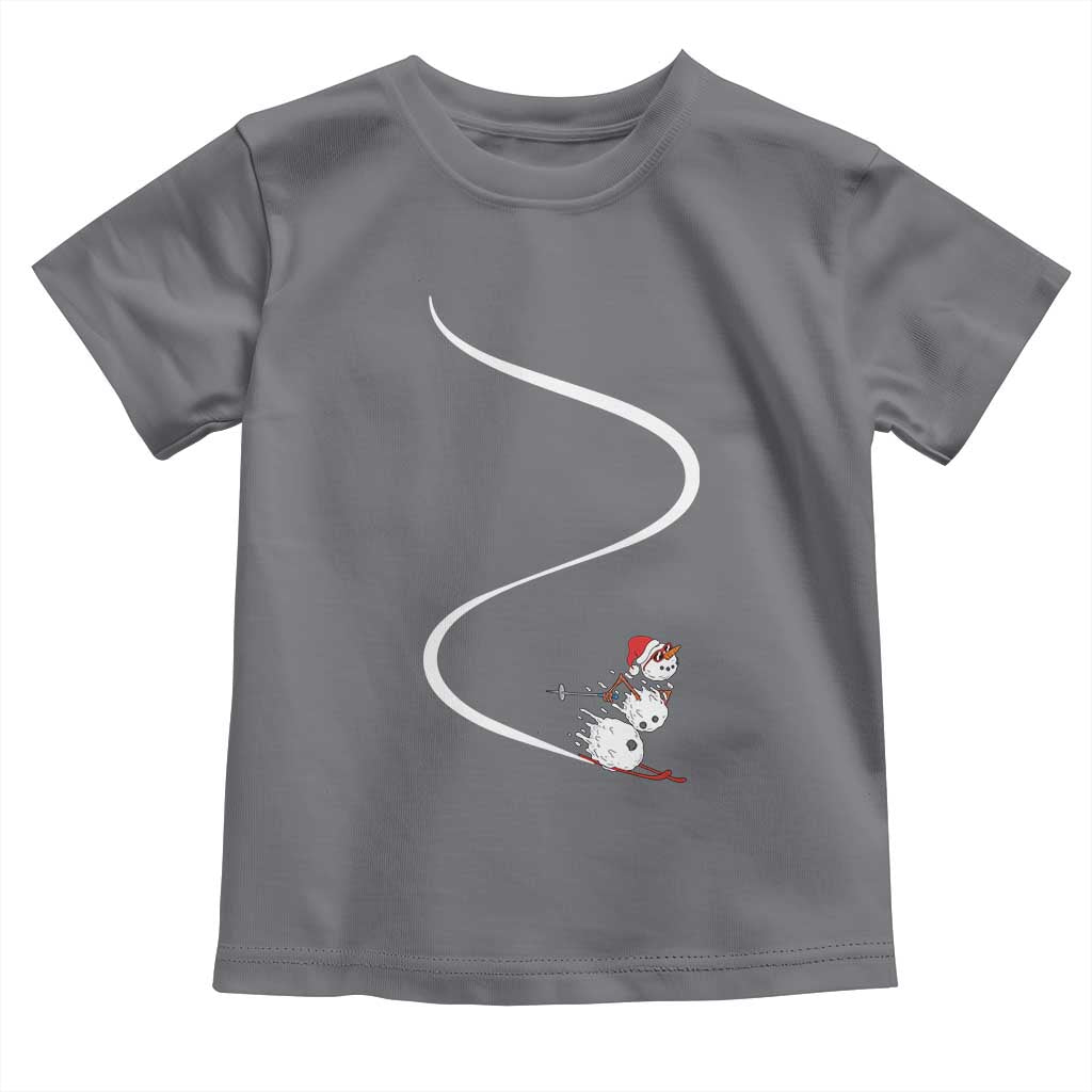Skiing Snowman Toddler T Shirt Funny Ski Freeride Freeski Winter Sports Skiers - Wonder Print Shop