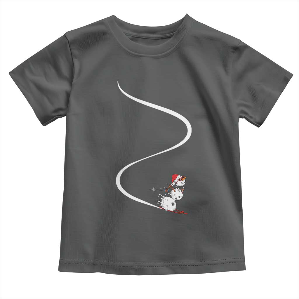 Skiing Snowman Toddler T Shirt Funny Ski Freeride Freeski Winter Sports Skiers - Wonder Print Shop