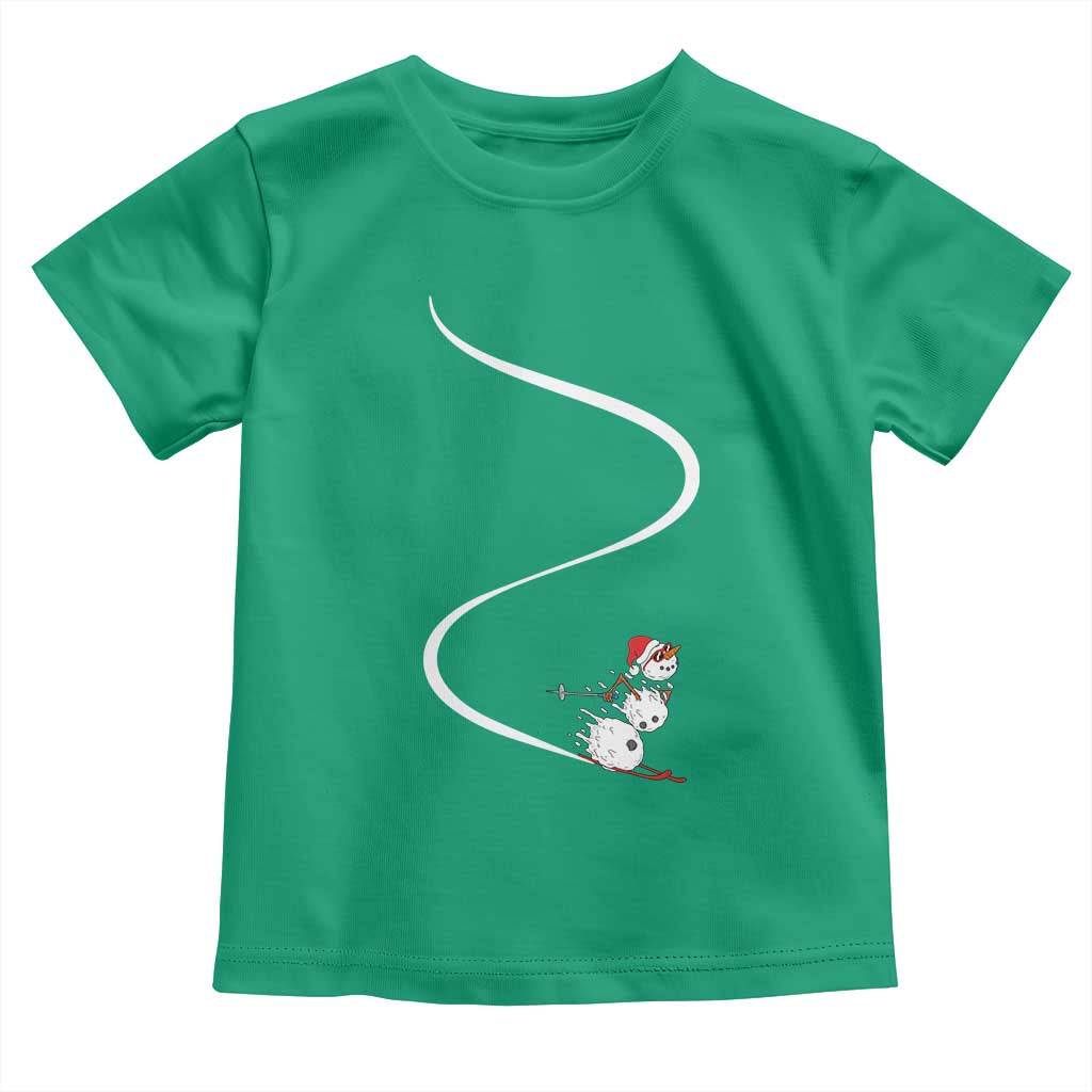 Skiing Snowman Toddler T Shirt Funny Ski Freeride Freeski Winter Sports Skiers - Wonder Print Shop