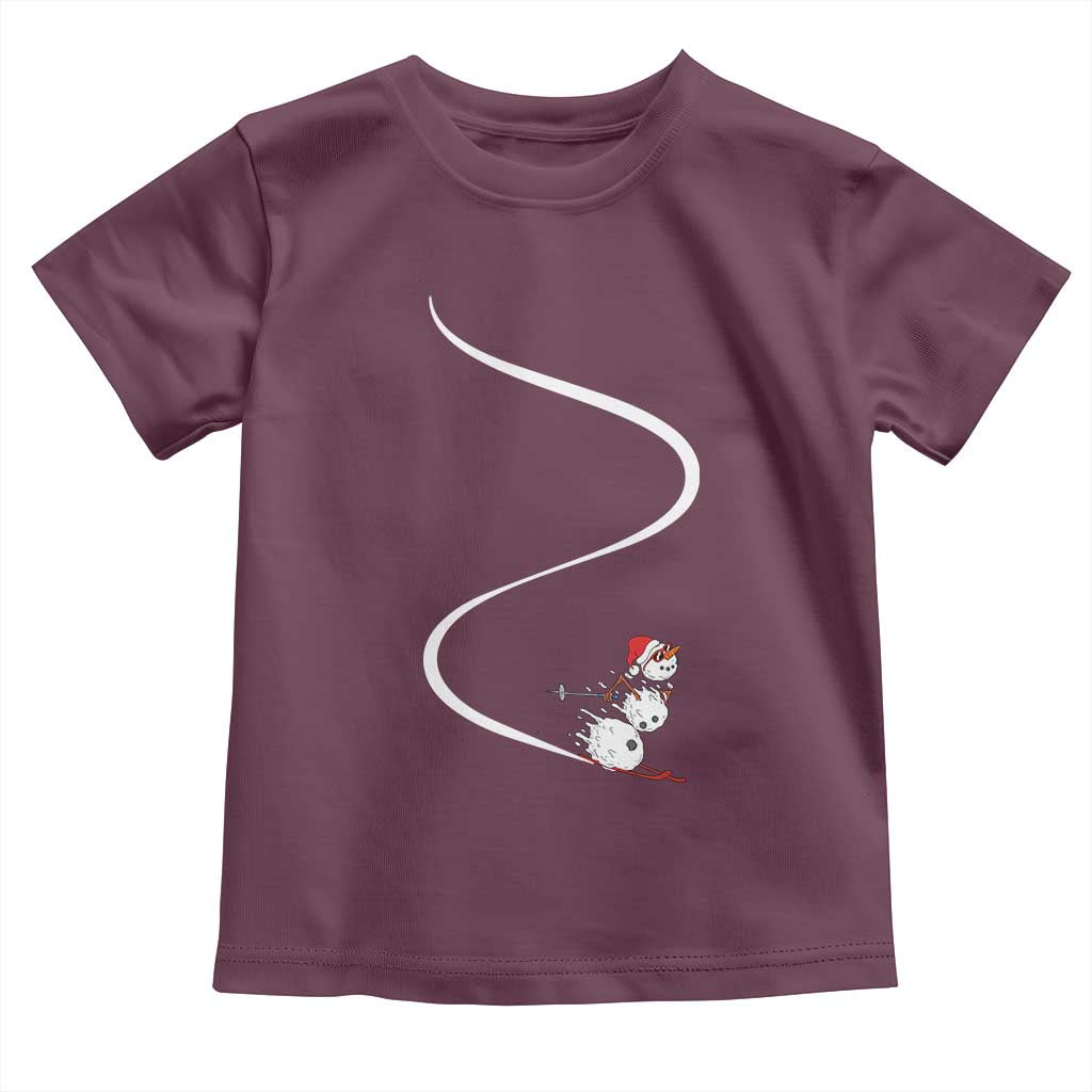 Skiing Snowman Toddler T Shirt Funny Ski Freeride Freeski Winter Sports Skiers - Wonder Print Shop