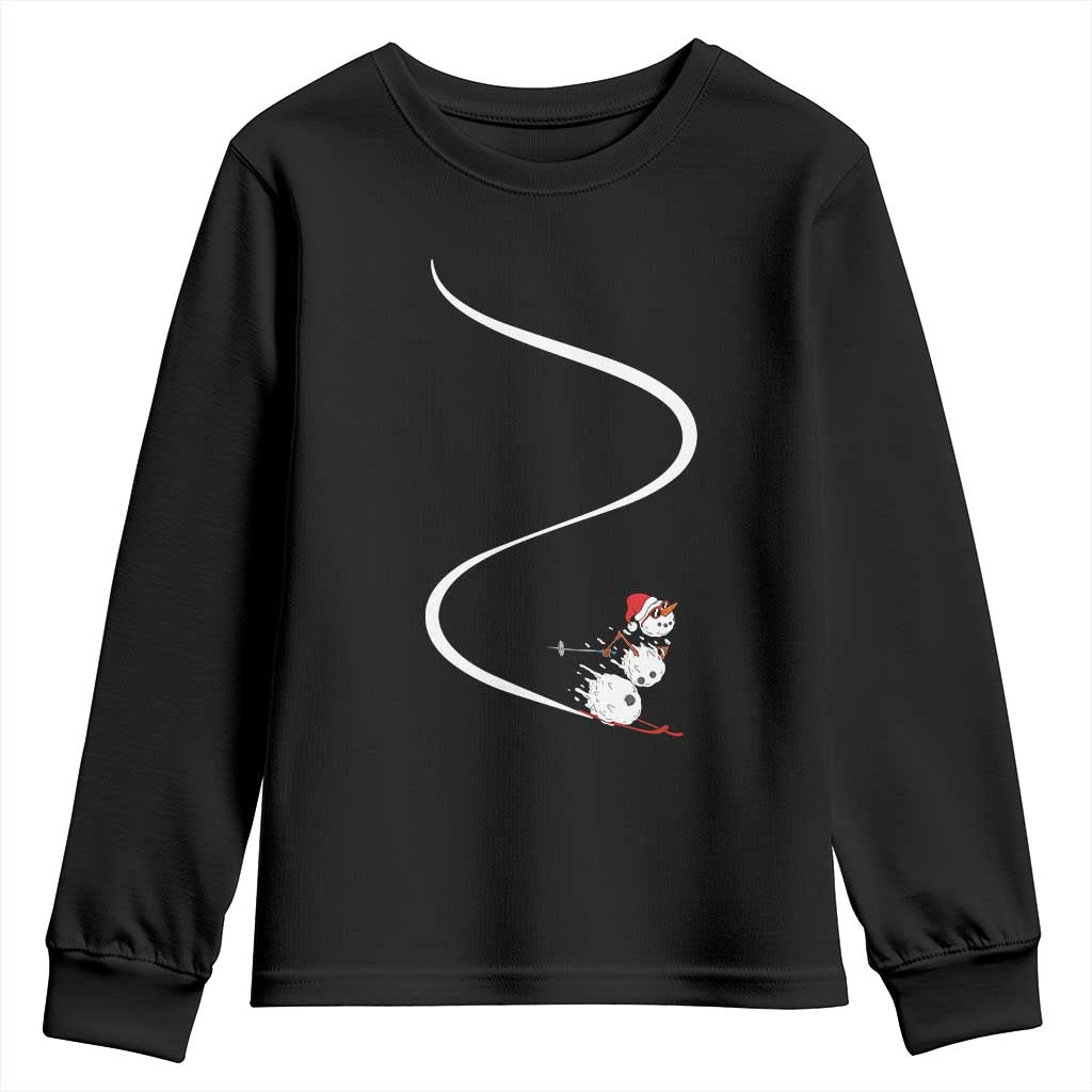 Skiing Snowman Youth Sweatshirt Funny Ski Freeride Freeski Winter Sports Skiers - Wonder Print Shop