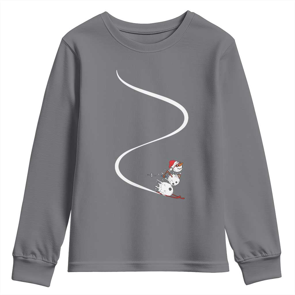 Skiing Snowman Youth Sweatshirt Funny Ski Freeride Freeski Winter Sports Skiers - Wonder Print Shop