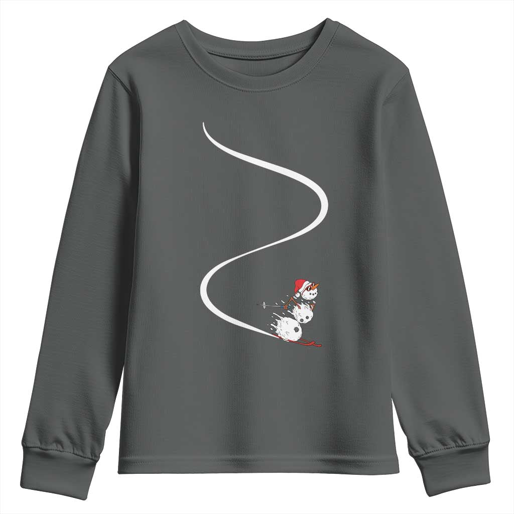 Skiing Snowman Youth Sweatshirt Funny Ski Freeride Freeski Winter Sports Skiers - Wonder Print Shop