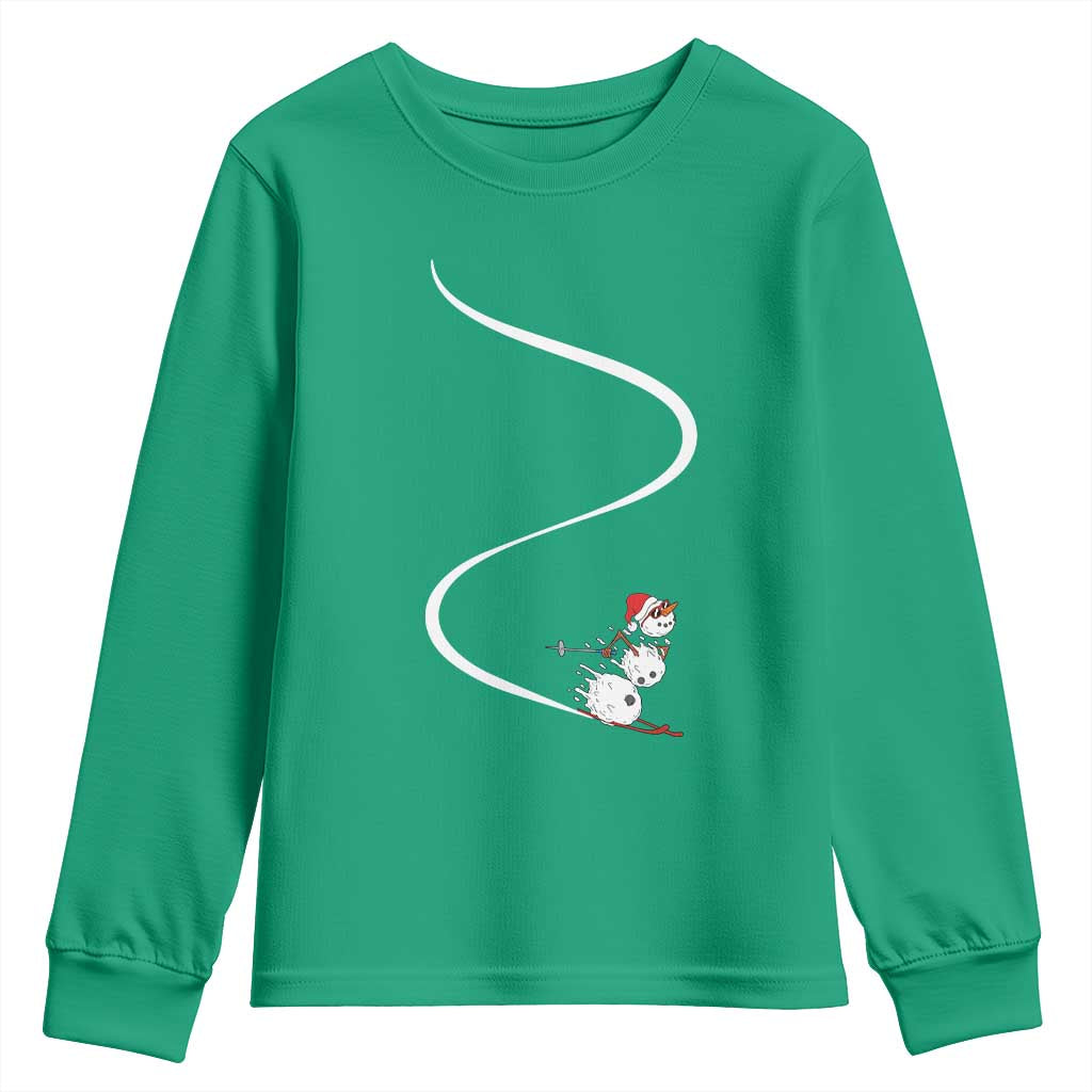 Skiing Snowman Youth Sweatshirt Funny Ski Freeride Freeski Winter Sports Skiers - Wonder Print Shop