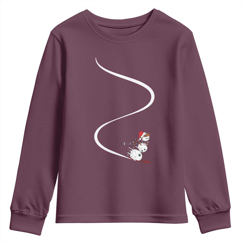 Skiing Snowman Youth Sweatshirt Funny Ski Freeride Freeski Winter Sports Skiers - Wonder Print Shop