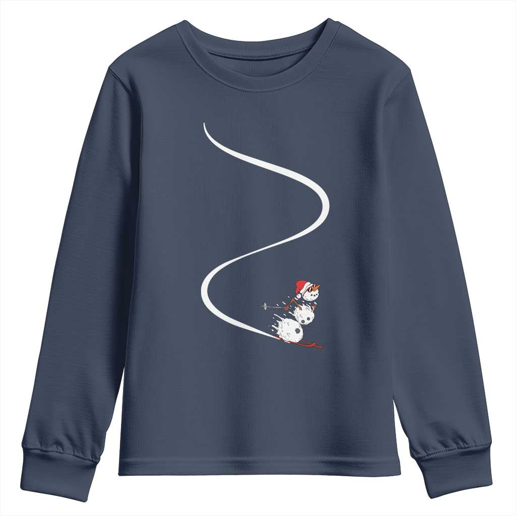 Skiing Snowman Youth Sweatshirt Funny Ski Freeride Freeski Winter Sports Skiers - Wonder Print Shop