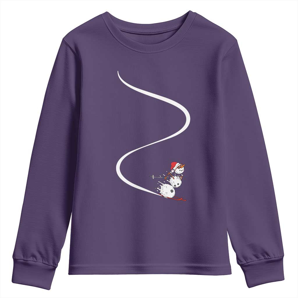 Skiing Snowman Youth Sweatshirt Funny Ski Freeride Freeski Winter Sports Skiers - Wonder Print Shop