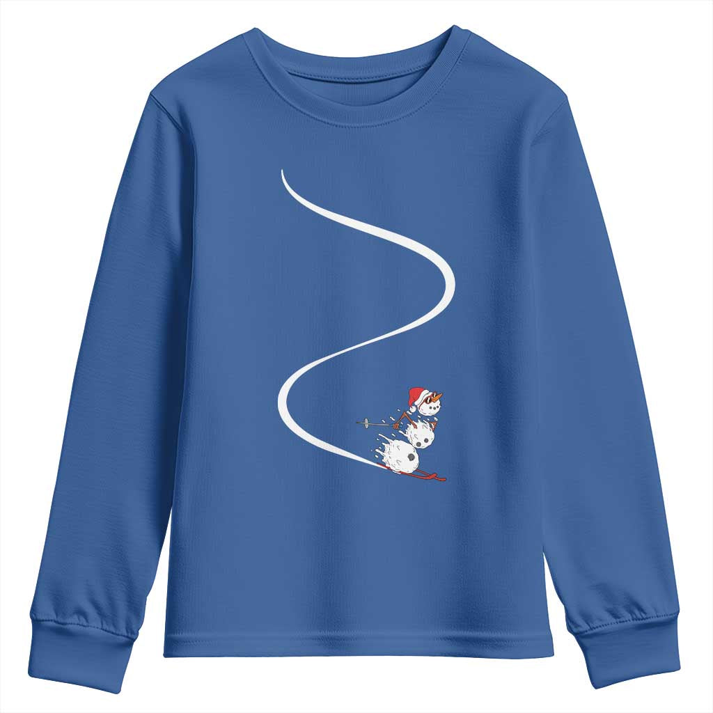 Skiing Snowman Youth Sweatshirt Funny Ski Freeride Freeski Winter Sports Skiers - Wonder Print Shop