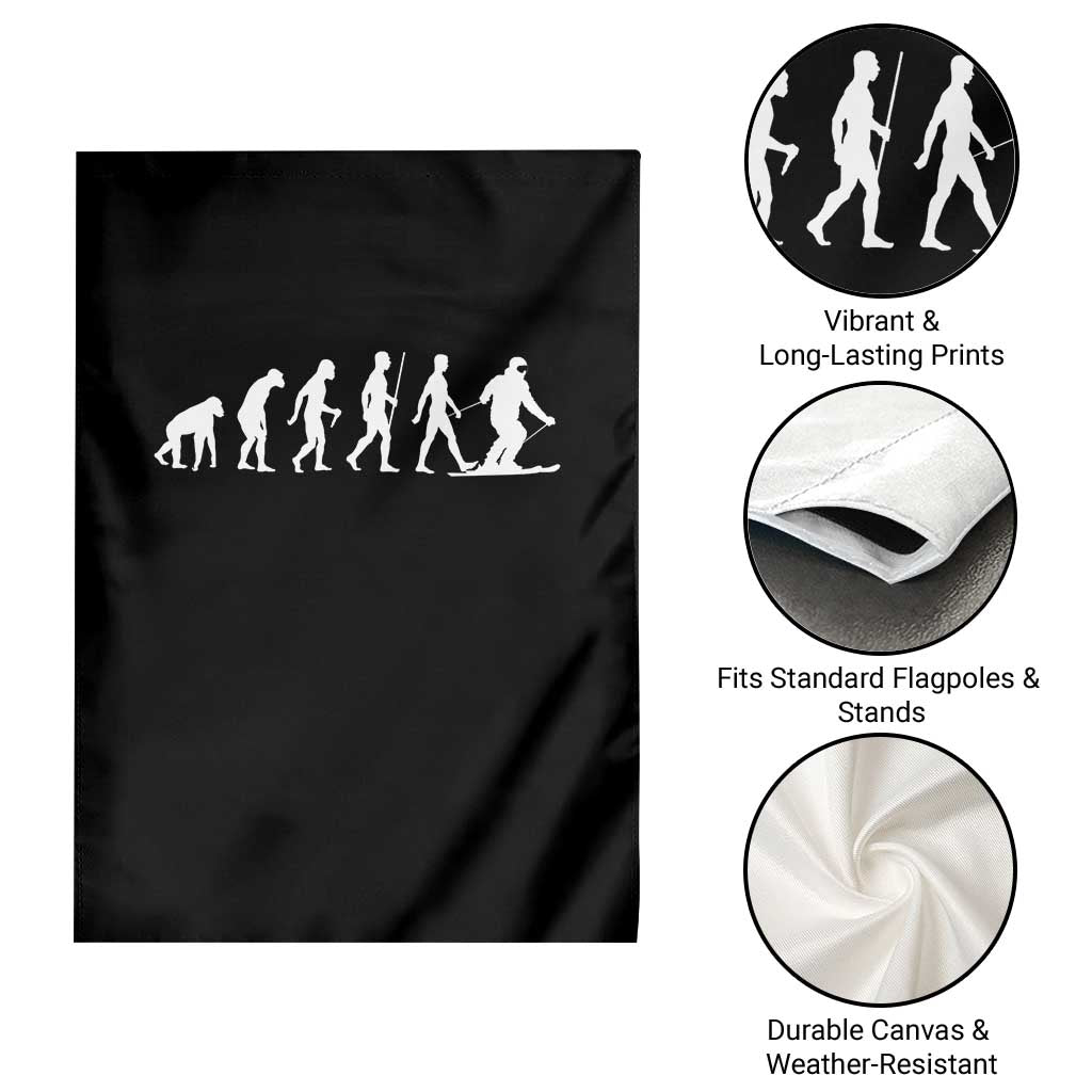 Ski Evolution Garden Flag Funny Skiing Lover Skiers - Wonder Print Shop