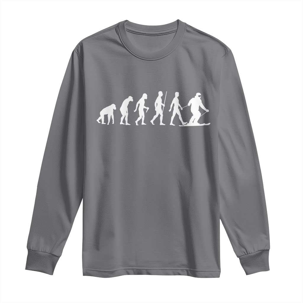Ski Evolution Long Sleeve Shirt Funny Skiing Lover Skiers - Wonder Print Shop