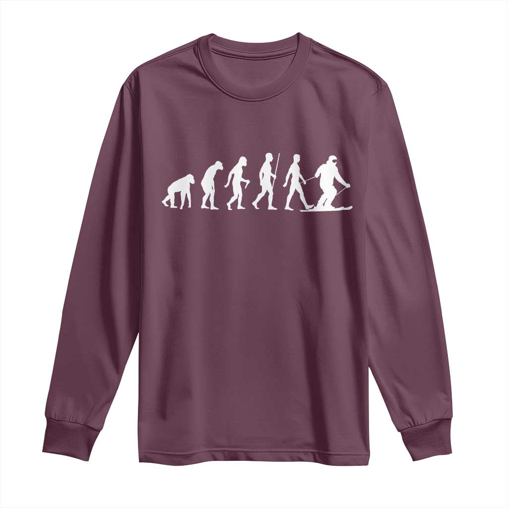 Ski Evolution Long Sleeve Shirt Funny Skiing Lover Skiers - Wonder Print Shop