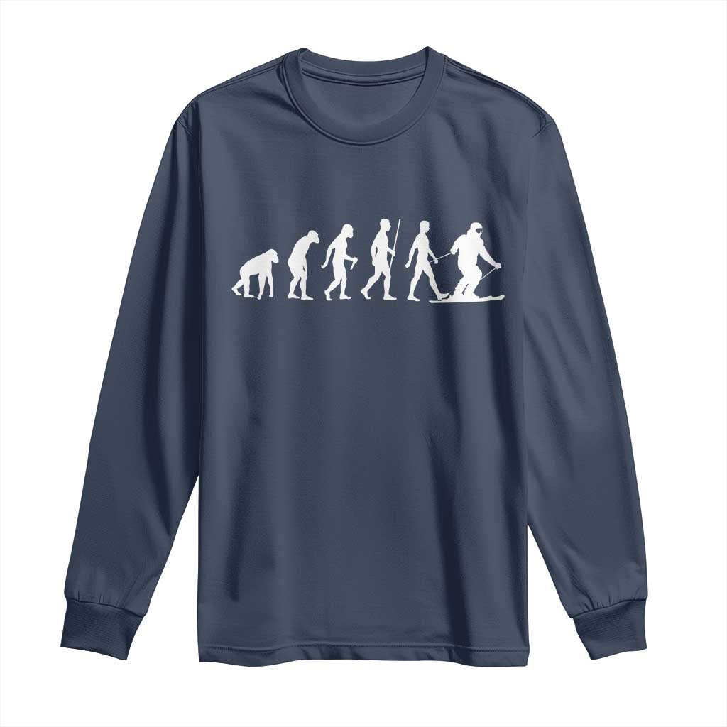Ski Evolution Long Sleeve Shirt Funny Skiing Lover Skiers - Wonder Print Shop