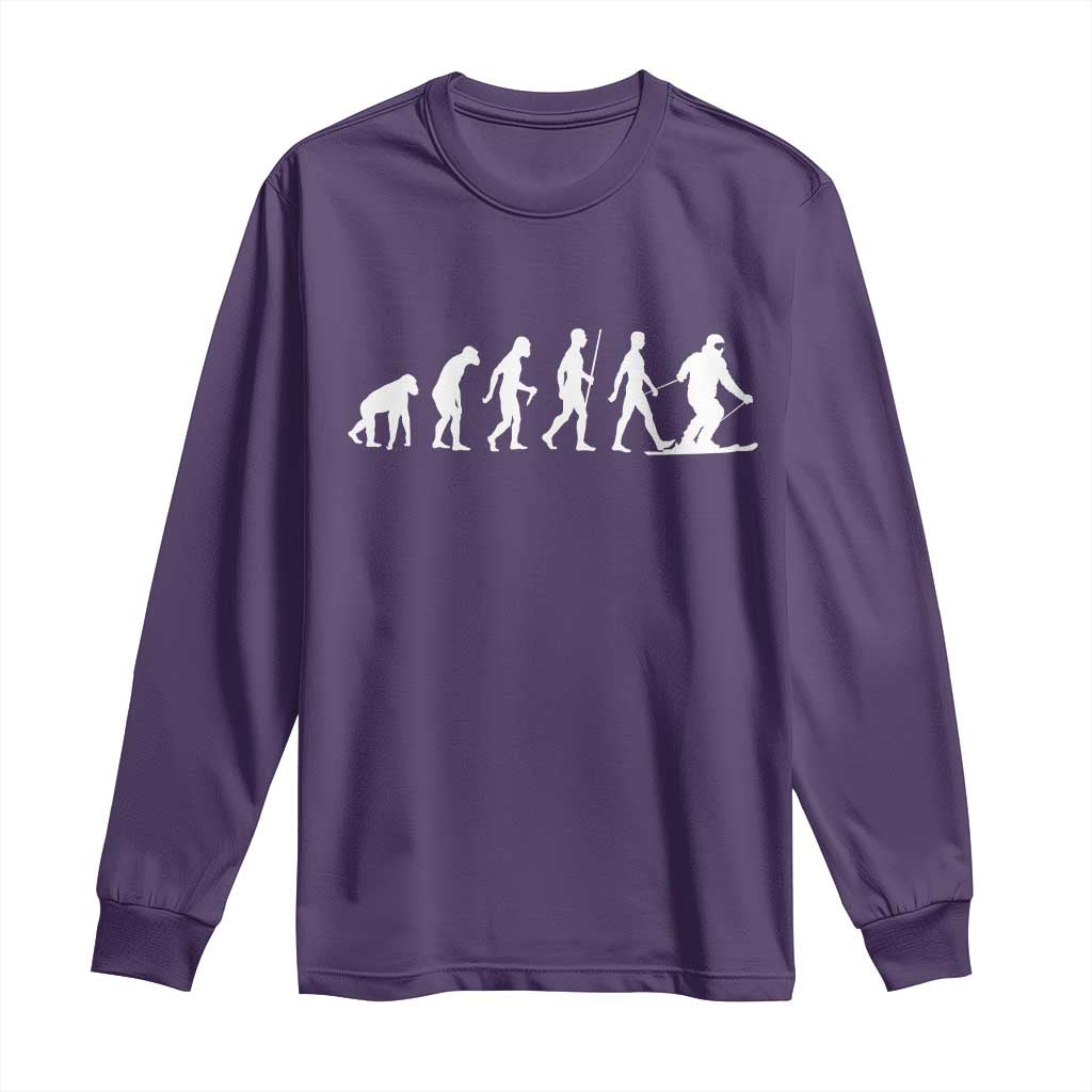 Ski Evolution Long Sleeve Shirt Funny Skiing Lover Skiers - Wonder Print Shop