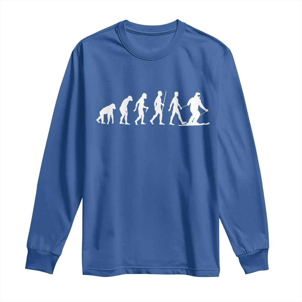 Ski Evolution Long Sleeve Shirt Funny Skiing Lover Skiers - Wonder Print Shop
