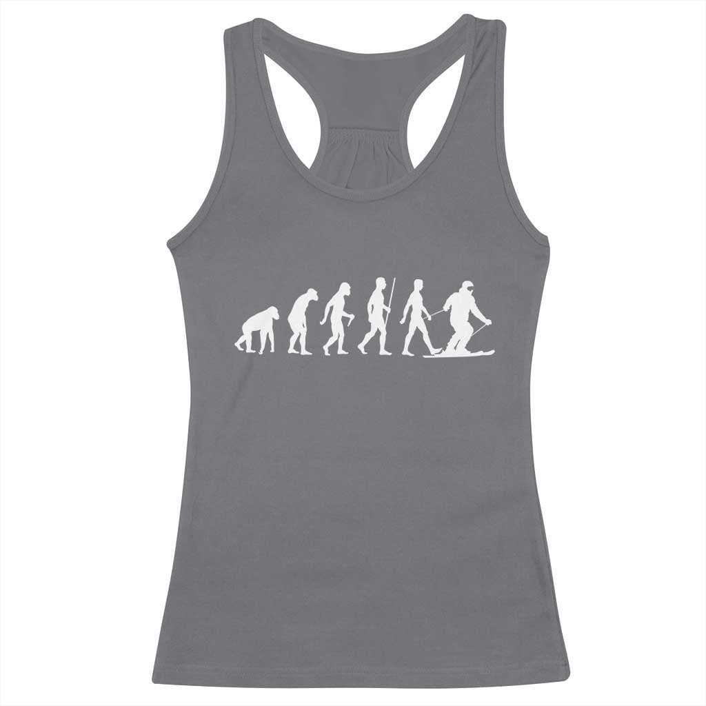 Ski Evolution Racerback Tank Top Funny Skiing Lover Skiers - Wonder Print Shop