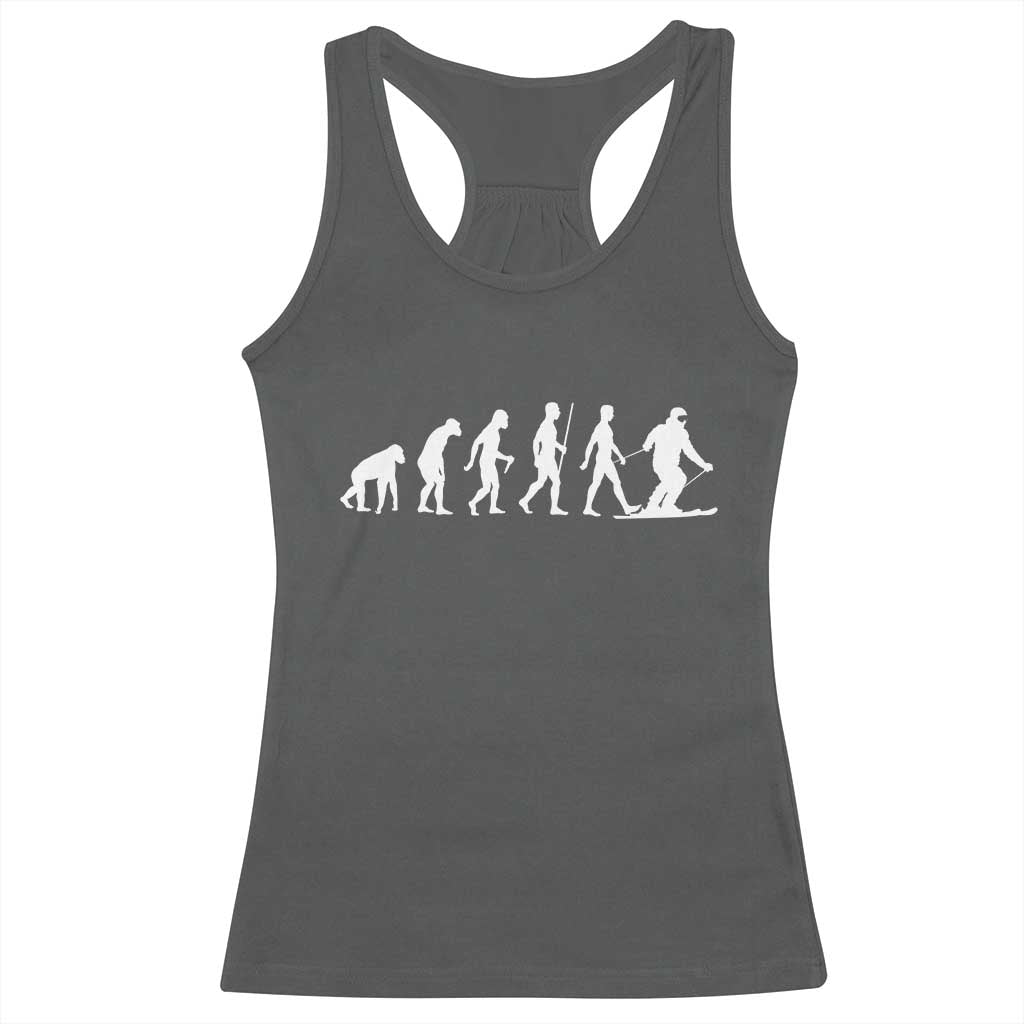 Ski Evolution Racerback Tank Top Funny Skiing Lover Skiers - Wonder Print Shop