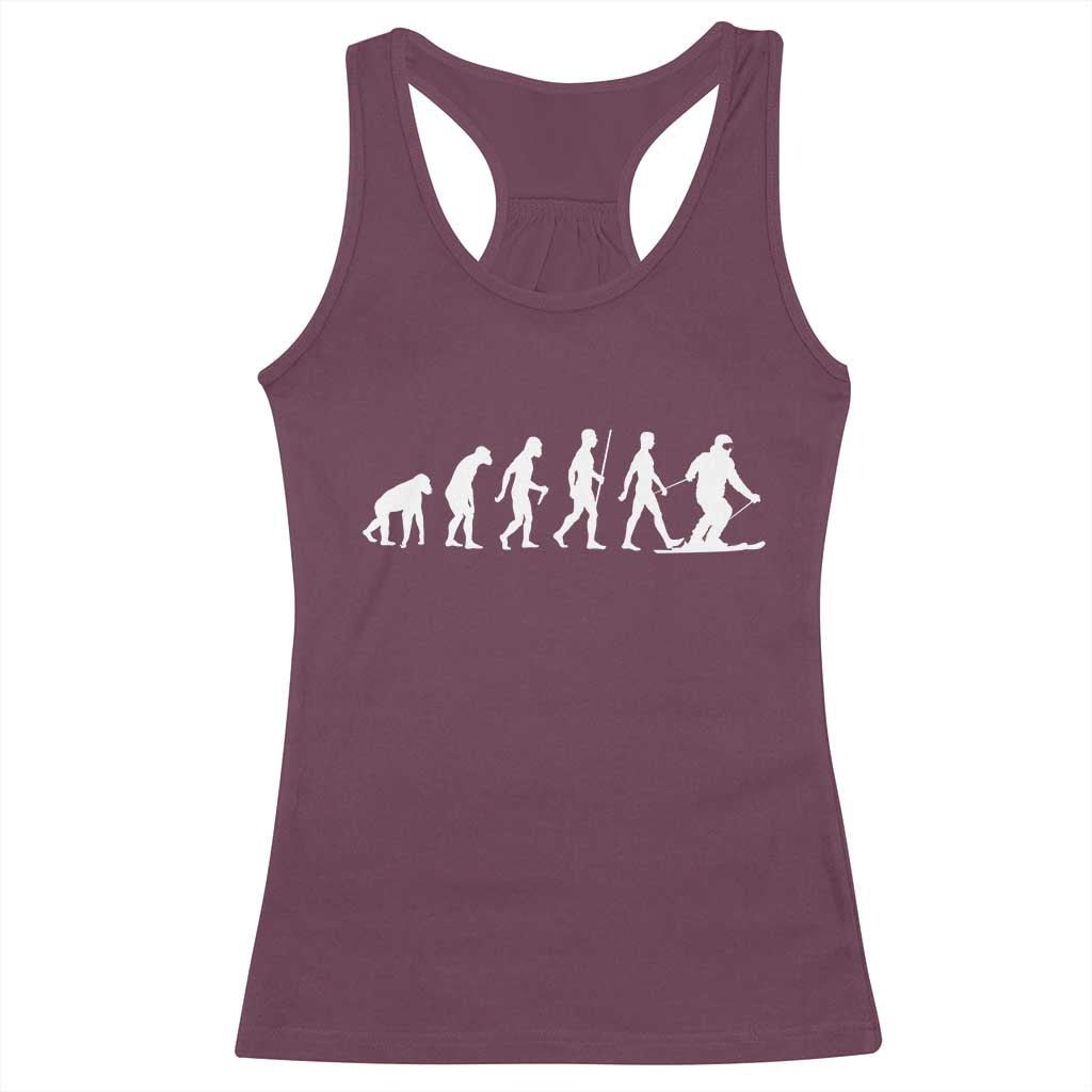 Ski Evolution Racerback Tank Top Funny Skiing Lover Skiers - Wonder Print Shop
