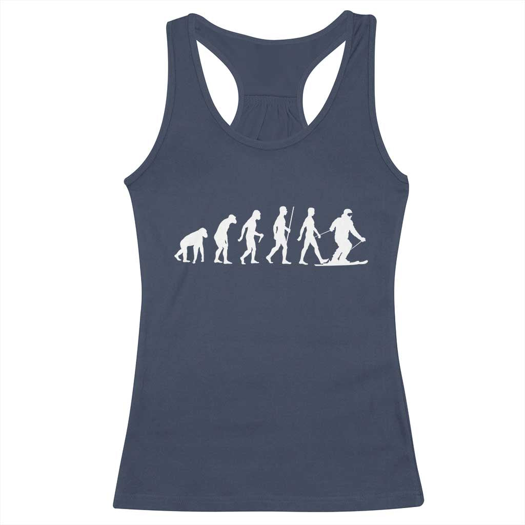 Ski Evolution Racerback Tank Top Funny Skiing Lover Skiers - Wonder Print Shop