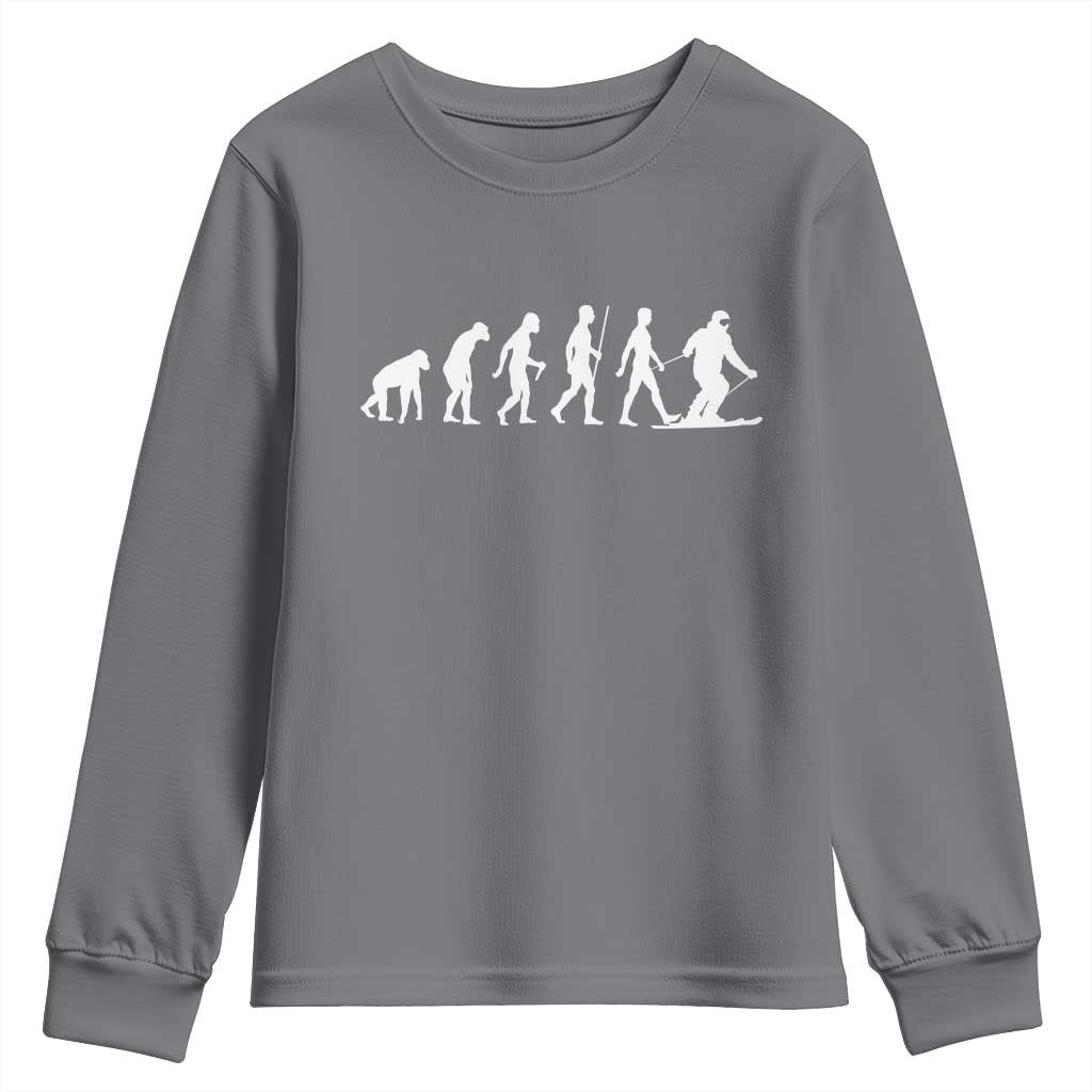 Ski Evolution Youth Sweatshirt Funny Skiing Lover Skiers - Wonder Print Shop