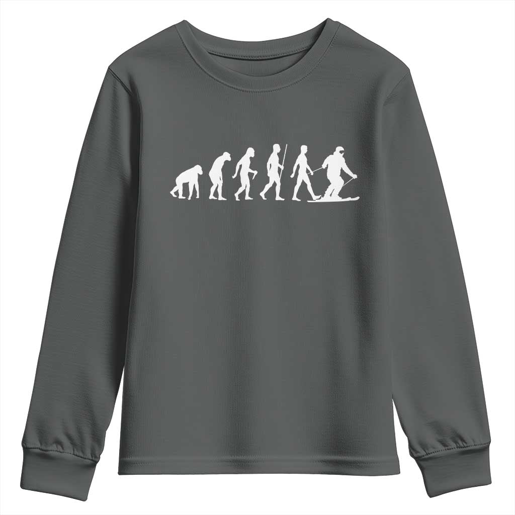 Ski Evolution Youth Sweatshirt Funny Skiing Lover Skiers - Wonder Print Shop