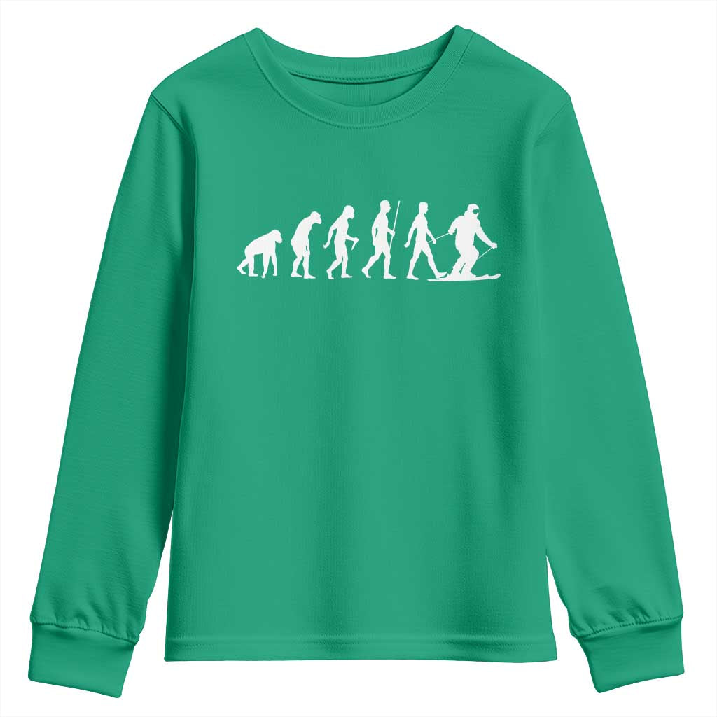 Ski Evolution Youth Sweatshirt Funny Skiing Lover Skiers - Wonder Print Shop