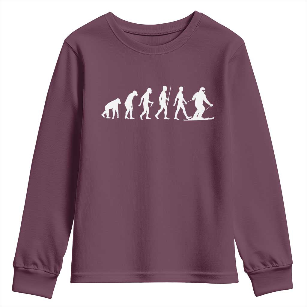 Ski Evolution Youth Sweatshirt Funny Skiing Lover Skiers - Wonder Print Shop